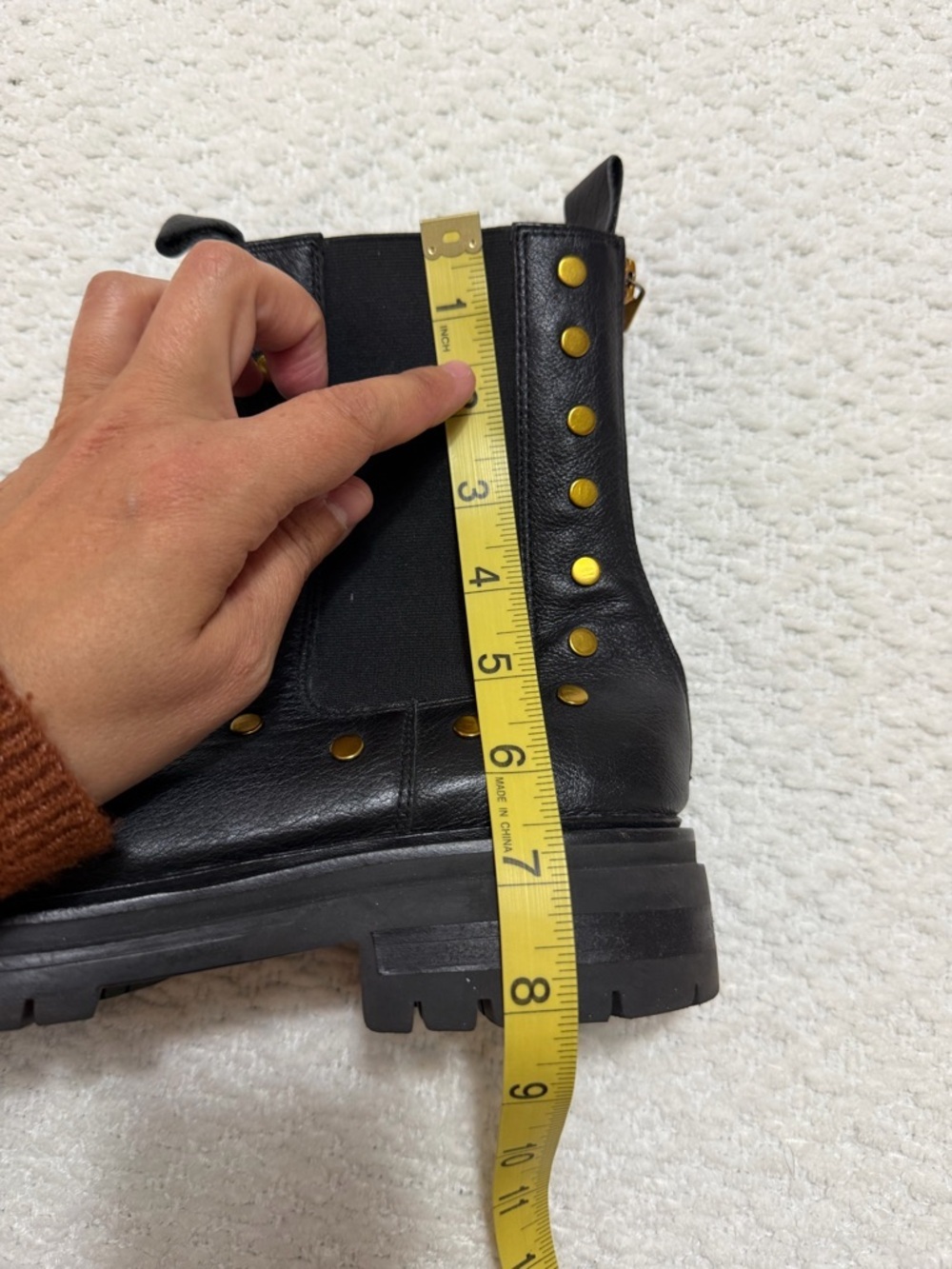 Silent D Ample Leather Chelsea Boot Black Gold Toned Studs Women’s Size 41 - Picture 11 of 12